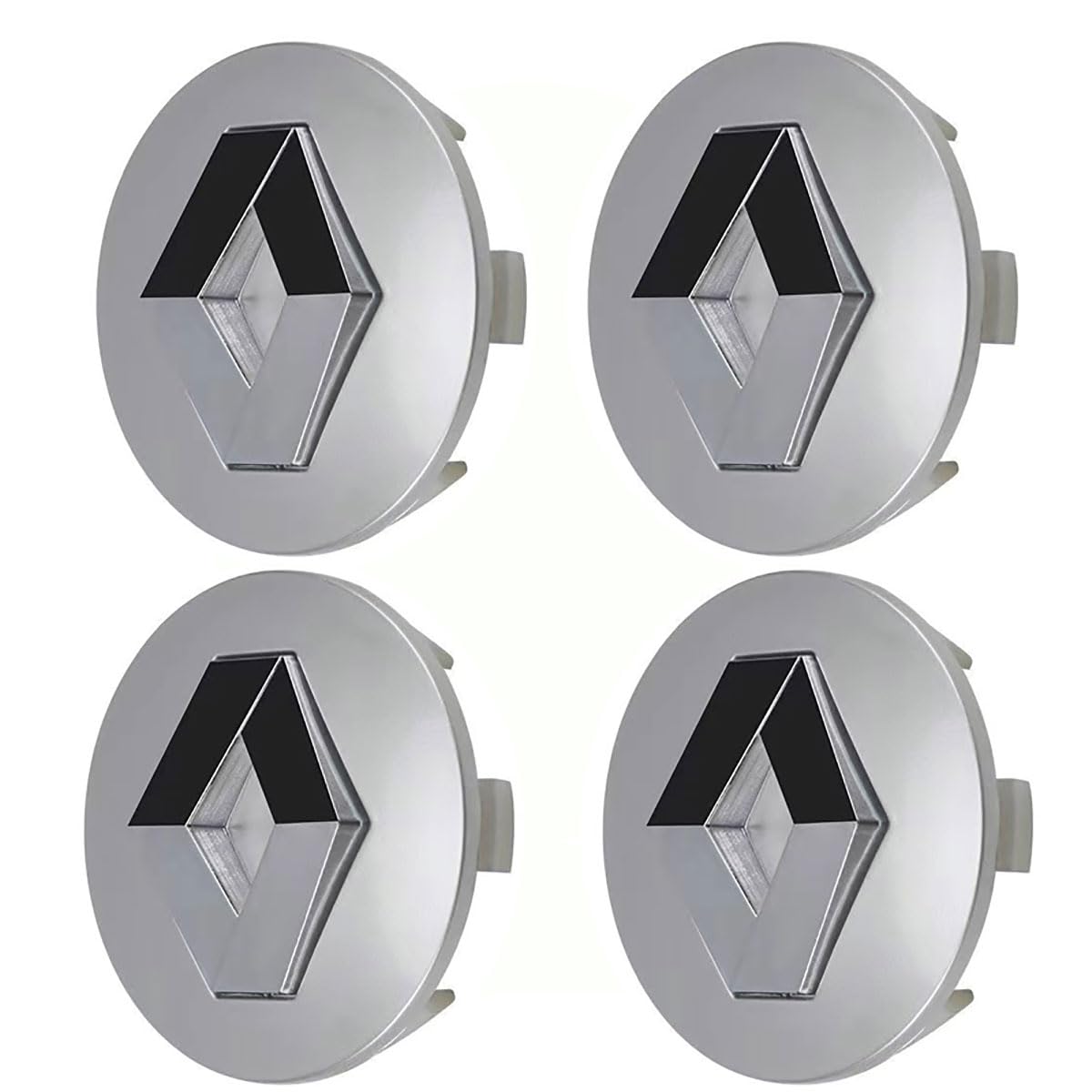 Auto rumbas vāciņi Renault, 4 gab., ABS OEM riteņa rumbas uzlikas, disku vāciņi, sudraba 57mm
