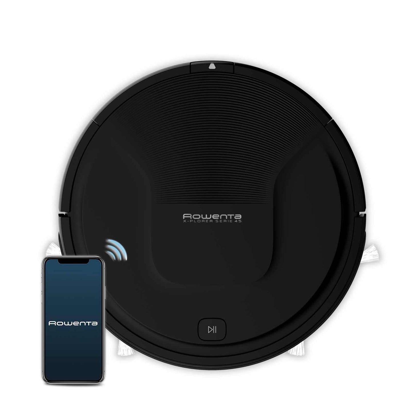 Rowenta RR8225 X-Plorer Series 45 - Infrasarkanie sensori, 3-in-1 tīrīšana, 2 sānu birstes, balss asistents, melns.