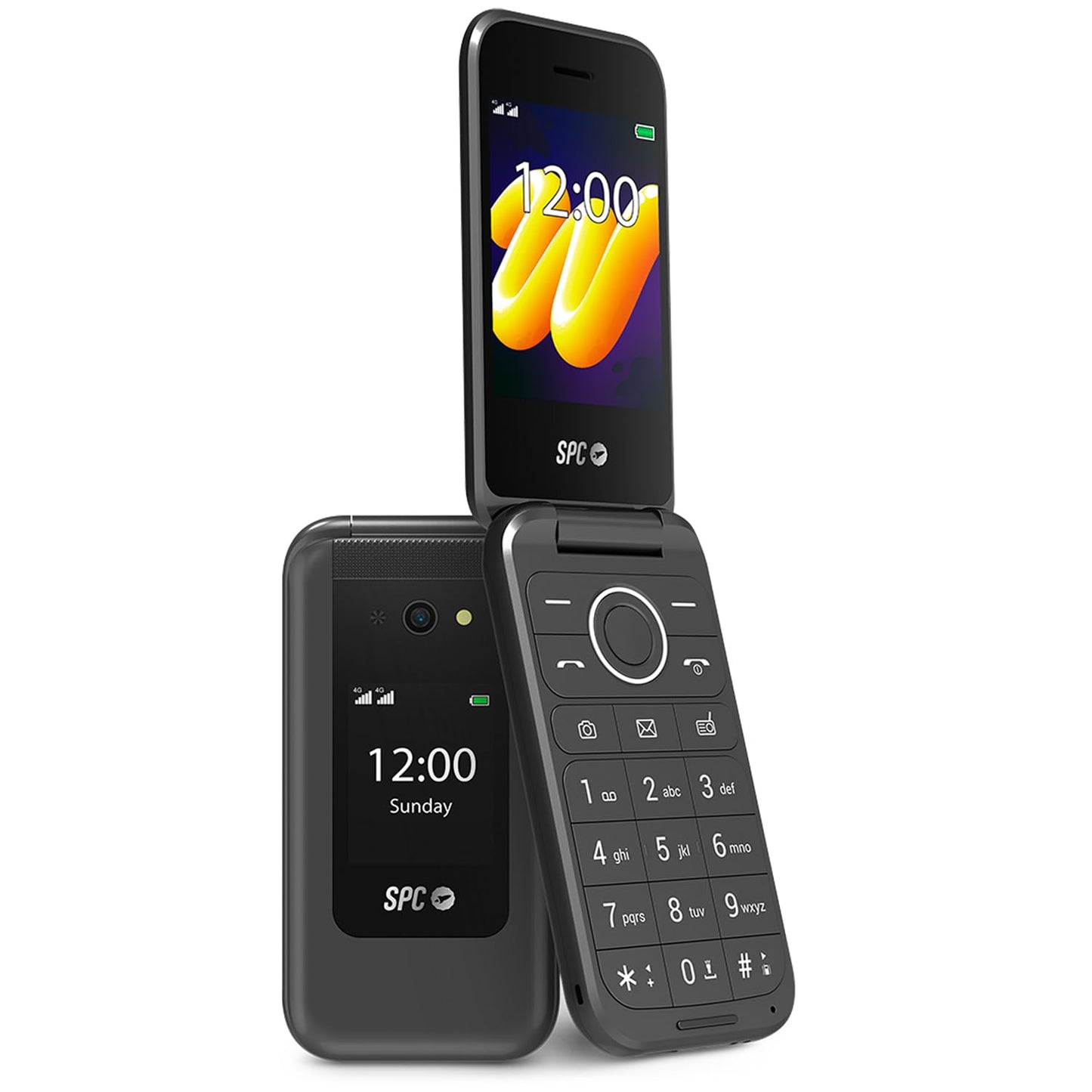 SPC Wild – 4G bāzes tālrunis ar kameru, divkāršu displeju, SOS pogu un 7 dienu akumulatora darbības laiku, melns