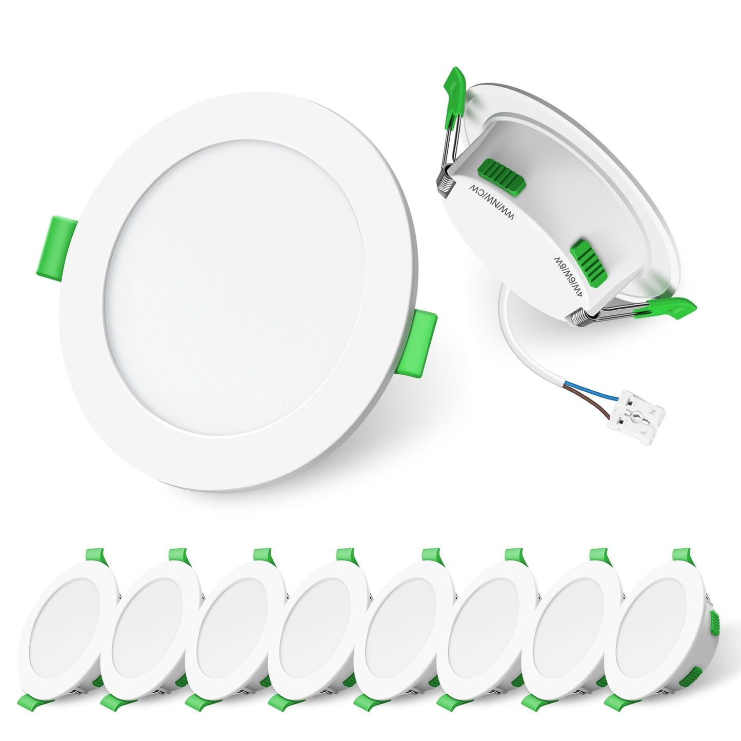 LED iebūvējams prožektors ALUSSO 230V 3CCT dimmējams 4W/6W/8W balts 10 gab.