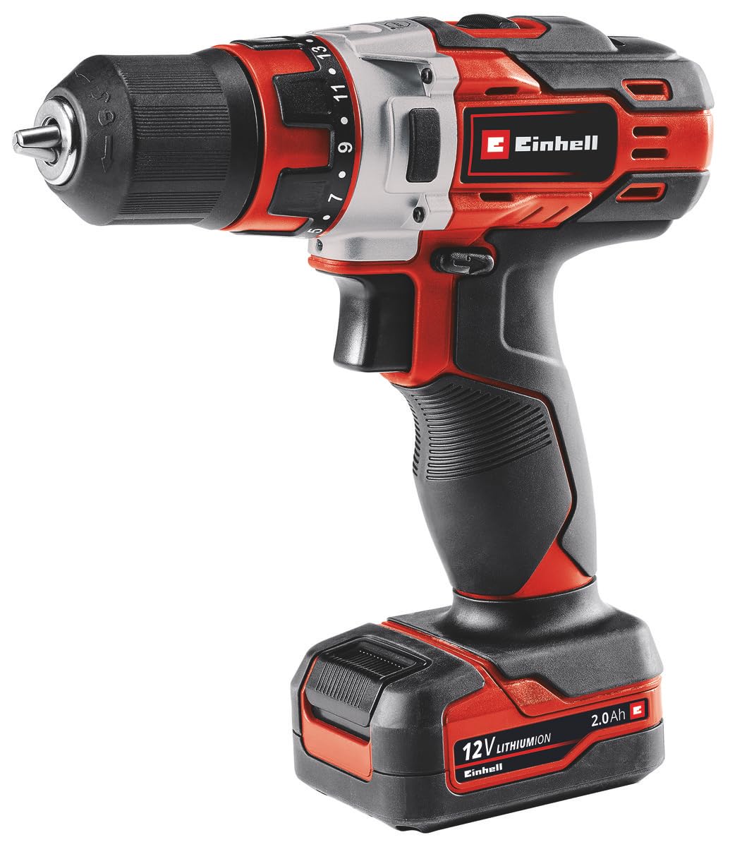 Einhell akumulatora urbjmašīna TE-CD 12/1 Li - 12V, 2 ātrumi, LED apgaismojums, metāla pārnesumkārba, 2,0 Ah akumulators.