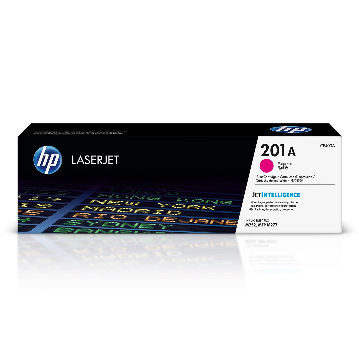 HP 201A Magenta Toner - Original cartridge for Color Laserjet Pro M252, M274n, M277, vibrant red color.