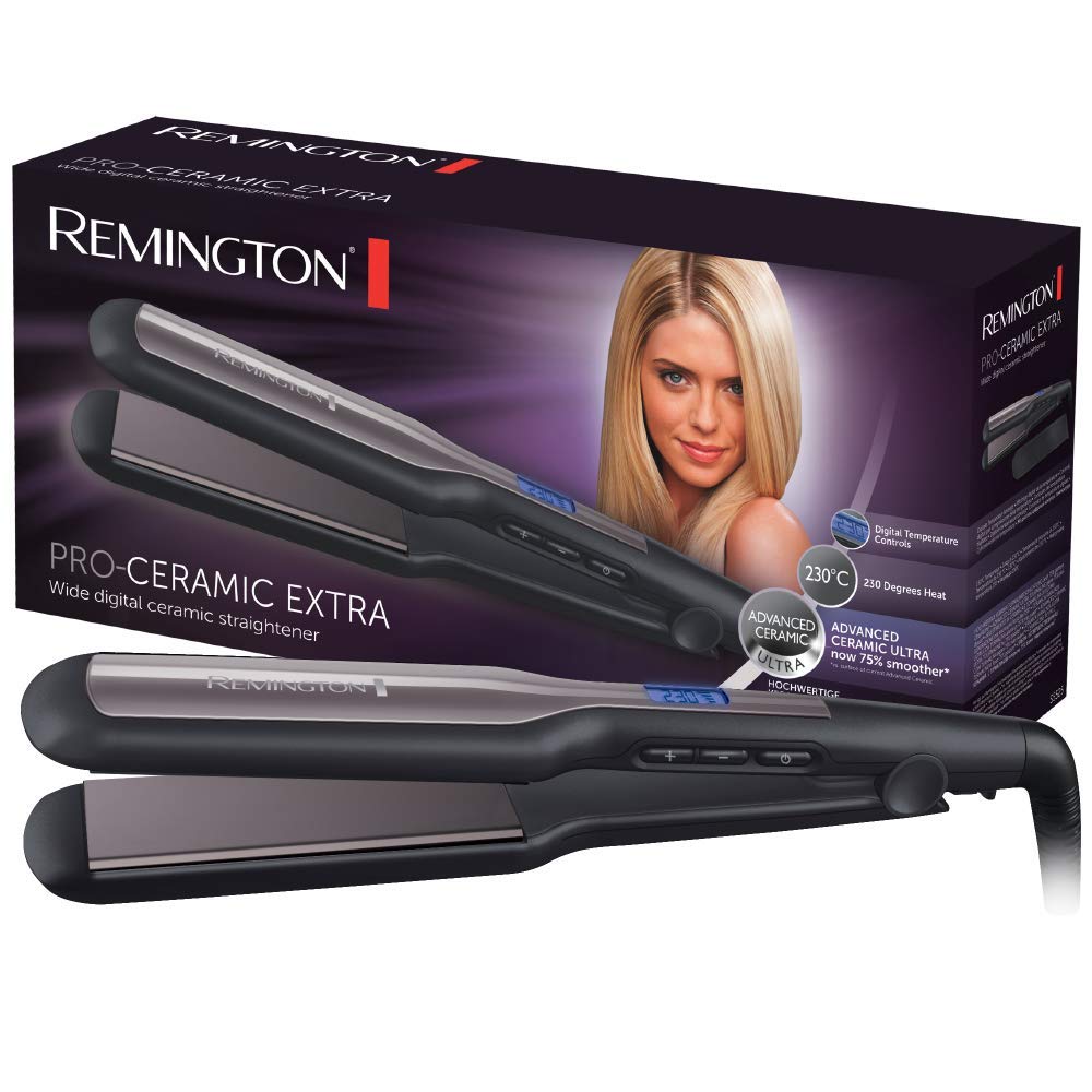 Remington Gludeklis plats Pro-Ceramic Extra (papildu plats 45mm stila plāksnes -īpaši biezam, cirtainam, viļņainam un ļoti garam matiem) LCD displejs, 150-230°C, matu gludeklis S5525