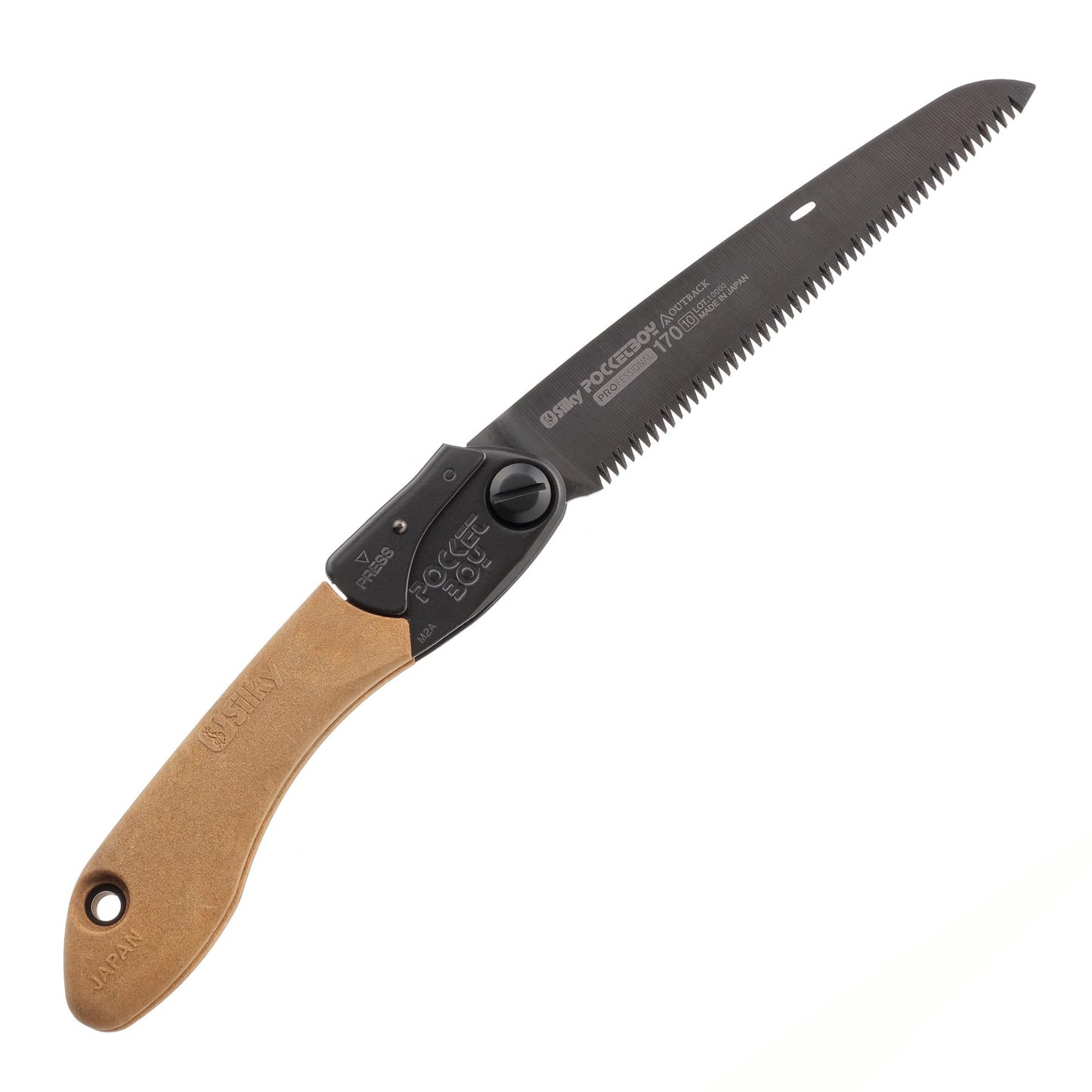 Saliekamais zāģis Silky Pocketboy Outback Edition 170 mm | 10 ZpZ medium | melns niķeļa-alvas pārklājums | fiksācija 2 pozīcijās | neslīdošs rokturis | bushcraft, medības, outdoor