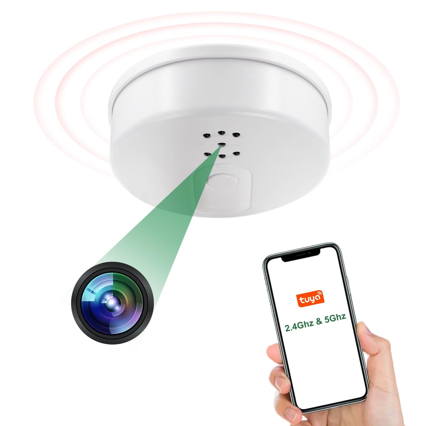 Tebetu Mini-kamera WiFi iekšējā 2.4G un 5G, slēptā mikro spiegu kamera HD 1080P, bezvadu spiegu kamera griestu montāžai ar nakts redzamību un kustības noteikšanu