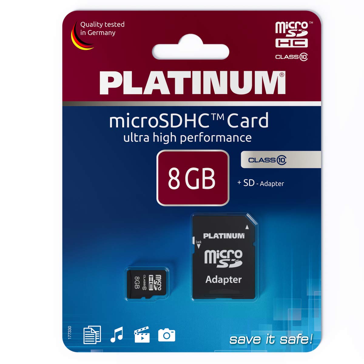 11. PLATINUM High Speed microSDHC karte 8GB Class 10 UHS-I U1 atmiņas karte ar SD adapteri - Micro SD karte viedtālruņiem, planšetdatoriem, kamerām 177330