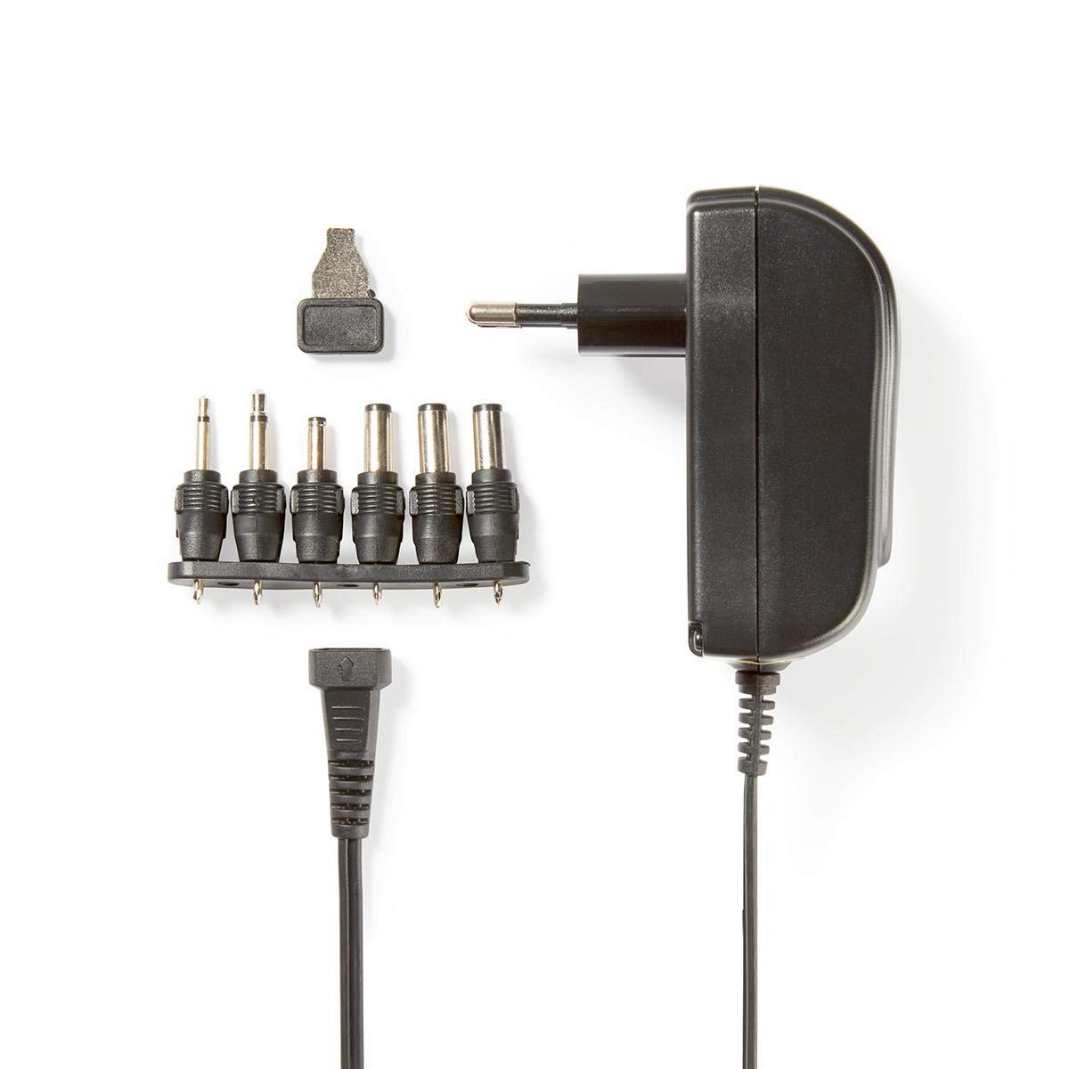 NEDIS universālais barošanas bloks - 18 W, 3-12 V DC, 1,80 m, 2,1 A, 6 spraudņi, melns