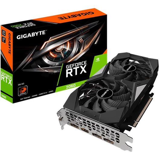 Gigabyte GeForce RTX 2060 OC 6G - 6GB VRAM, 3x DisplayPort, HDMI, optimized for gaming and high-performance graphics.