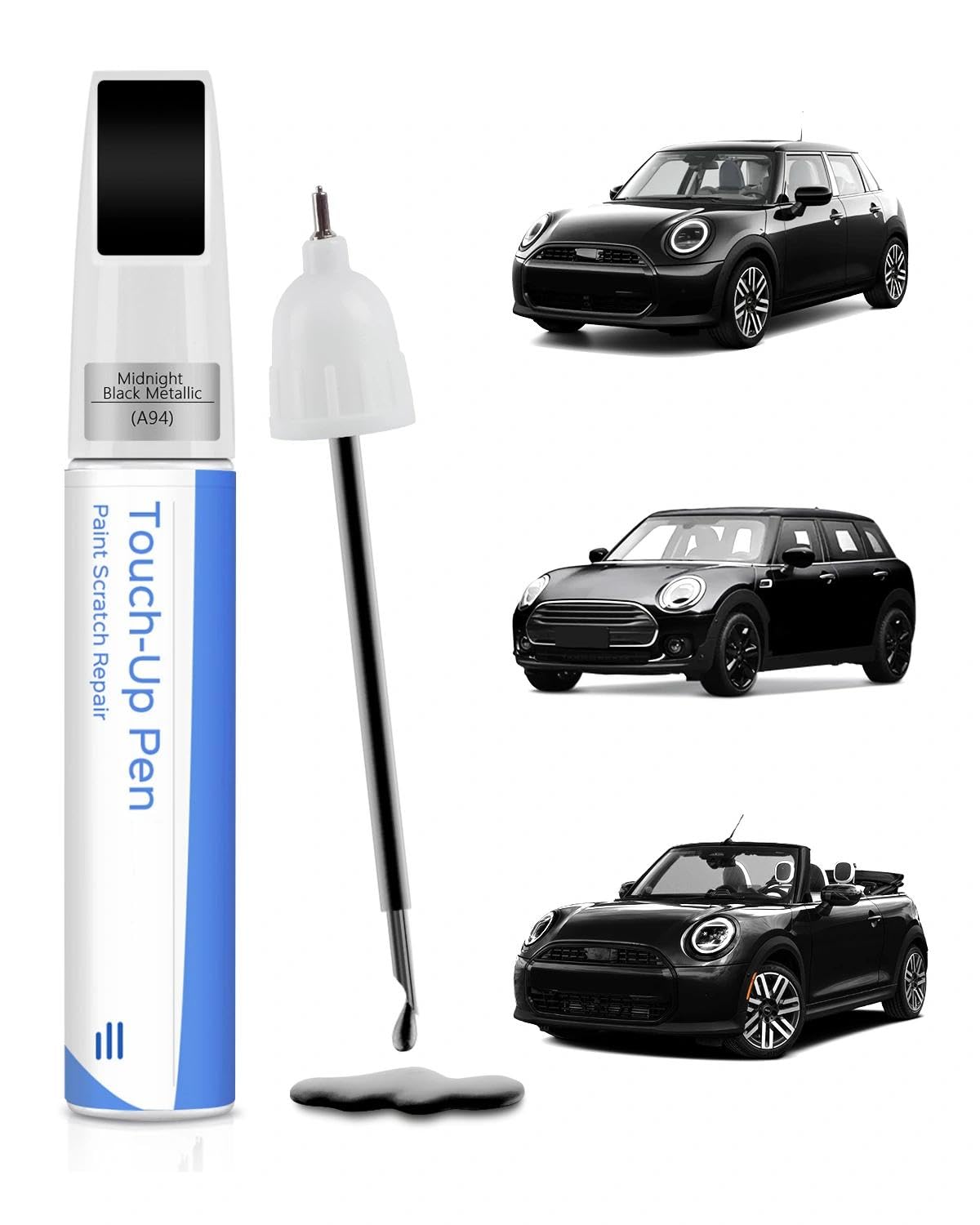 Automašīnas krāsas pildspalva (A94) Midnight Black Metallic BMW MINI automašīnām – precīza atbilstība skrāpējumu un akmens nospiedumu labošanai