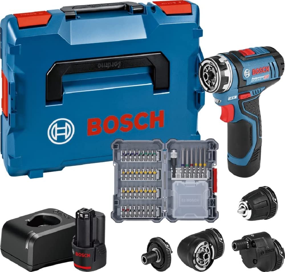 Bosch Professional 12V akumulatora urbjmašīna GSR 12V-15 FC - FlexiClick sistēma, 2x 2.0 GBA akumulators, 40 gab. piederumu komplekts