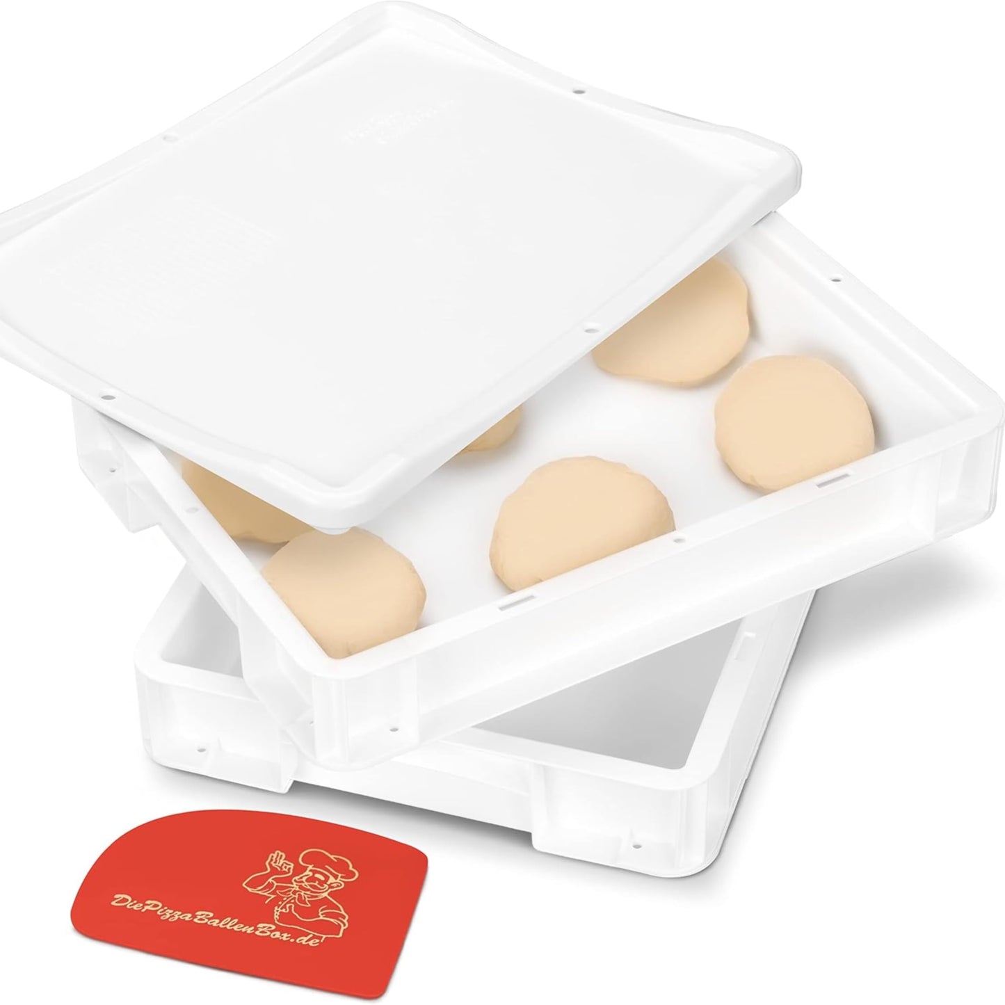 Picas mīklas raudzēšanas kastes RoyalFay® 2 gab. komplekts – ražots Vācijā – 30x40x8 cm, ar vāku, pārtikai drošs un bez BPA, saliekams un izturīgs, balts
