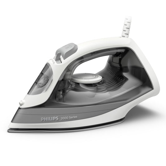 Philips 2000 sērijas tvaika gludeklis - 25 g/min tvaiks, 2000W, 250 ml tvertne, keramikas zole, viegls svars, pelēks.