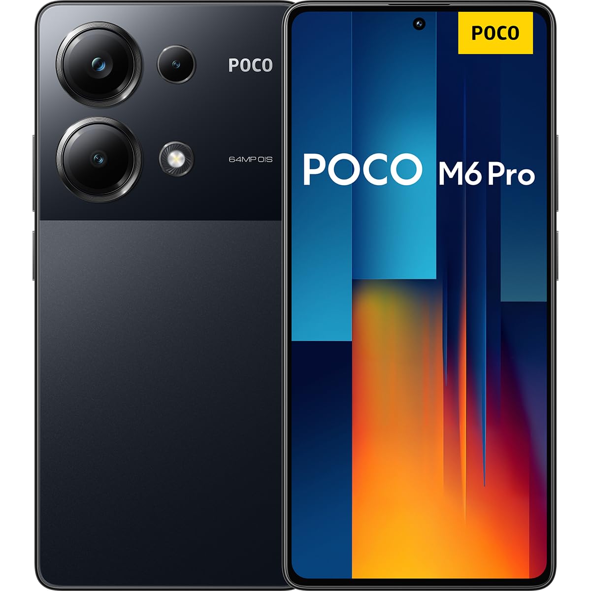 Poco M6 Pro - 8GB RAM, 256GB storage, 120Hz AMOLED display, 64MP triple camera, 5000mAh battery, 67W Turbo charging, black.