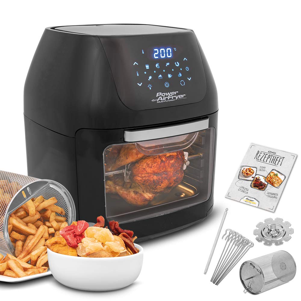 Mediashop Air Fryer Multi-Function - 6-in-1, oil-free frying, grilling, dehydrating, 80% less fat, black.
