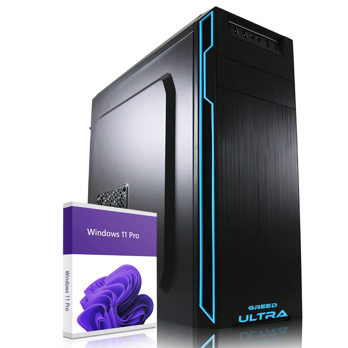 Stacionārais dators GREED® Ultra ar Intel Core 12th Gen, 4,4 GHZ, 16GB RAM, 1TB SSD + 1TB HDD, DVD+RW, USB3.0, WLAN un Windows 11 Pro