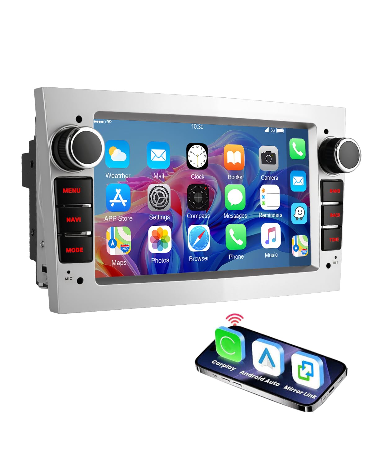 ESSGOO 7" 4+64G Android 15 auto radio ar bezvadu CarPlay un Android Auto Opel