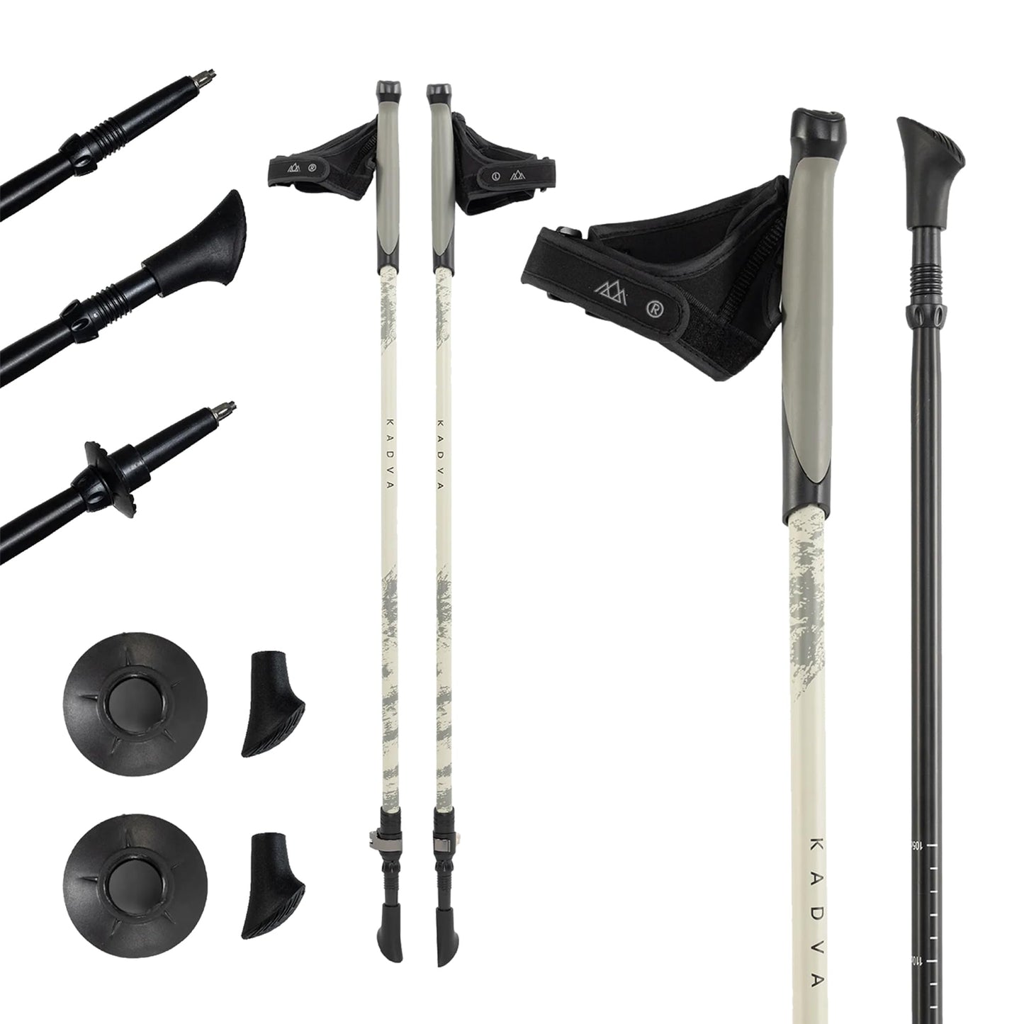 Nūjošanas nūjas KADVA HALNA, zaļas, regulējams garums 84-135 cm, Quick Lock sistēma, PP un TPR rokturis