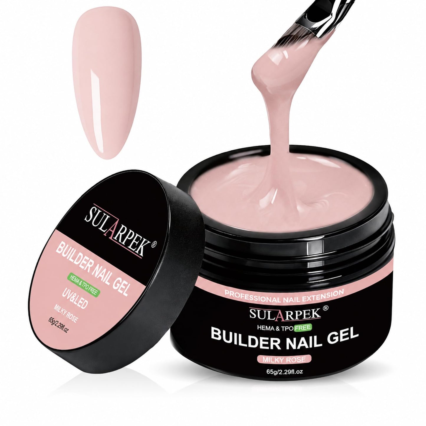 Sularpek UV gels nagiem, uzbūves gels, akrila gels, nagu stiprināšanai un pagarināšanai, Milky Rose
