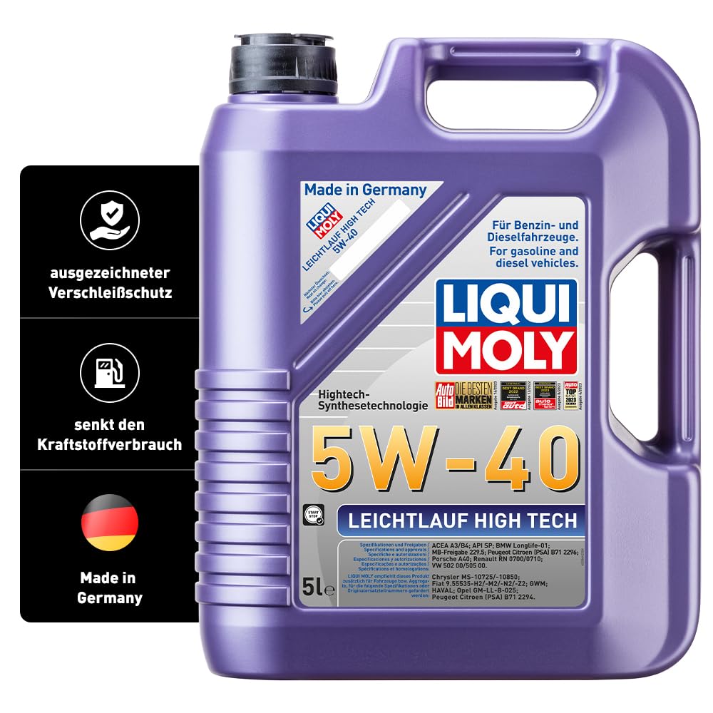 Motoreļļa LIQUI MOLY Leichtlauf High Tech 5W-40 5 L, sintētisko tehnoloģiju