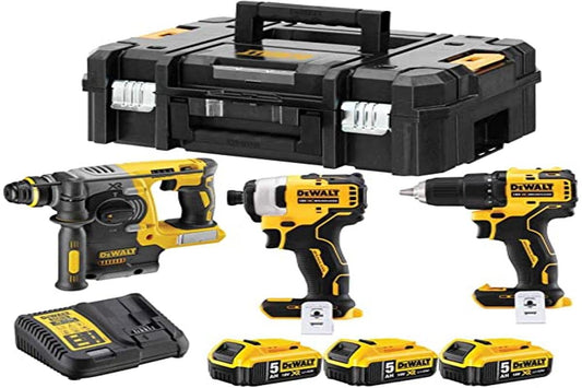 Dewalt DCK377P3T - 18V/2Ah cordless drill set with DCD708, DCD809, DCH273, 3 batteries, charger, 2 T STAK-Box II.
