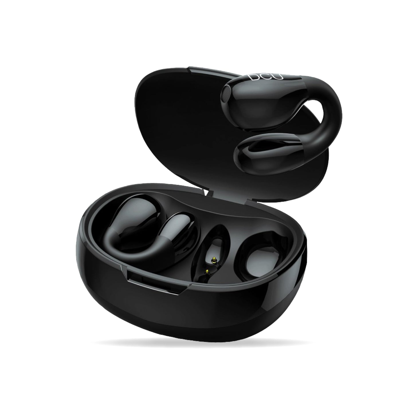 DCU TECNOLOGIC - Bluetooth 5.3 Clip Buds, wireless, multi-point connection, 7 hours playtime, 30+ hours with case, black.