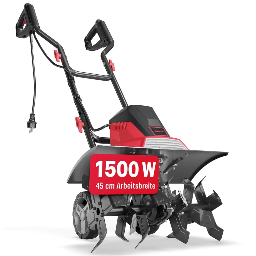 Elektriskā dārza frēze ONBEST 1500 W, augsnes kultivators, darba platums 45 cm