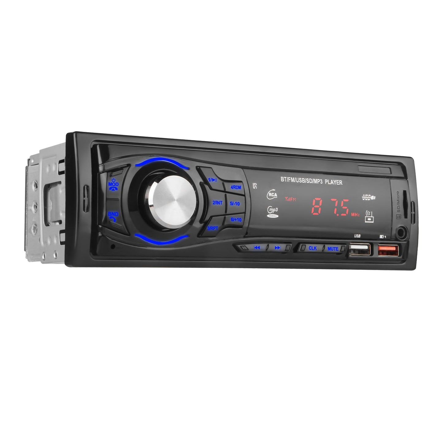 Autoradio Bluetooth 1DIN, auto radio ar BT brīvroku funkciju, 2 USB porti