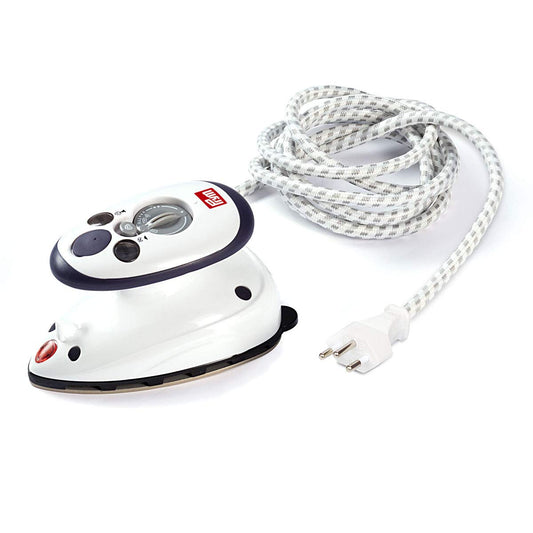 Prym tvaika gludeklis Mini CH kontaktdakša - kompakts, viegls, ātri uzsilst, ideāls ceļojumiem un ikdienas lietošanai.