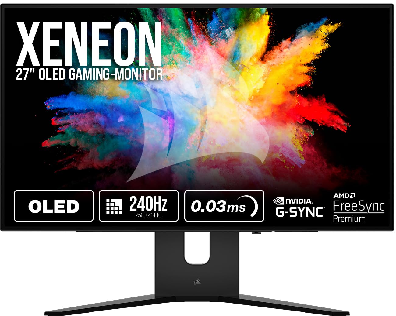 Corsair XENEON 27QHD240 - 27" OLED gaming monitor, 2560x1440, 240Hz, 0.03ms, NVIDIA G-SYNC, AMD FreeSync, HDMI 2.1, USB-C.