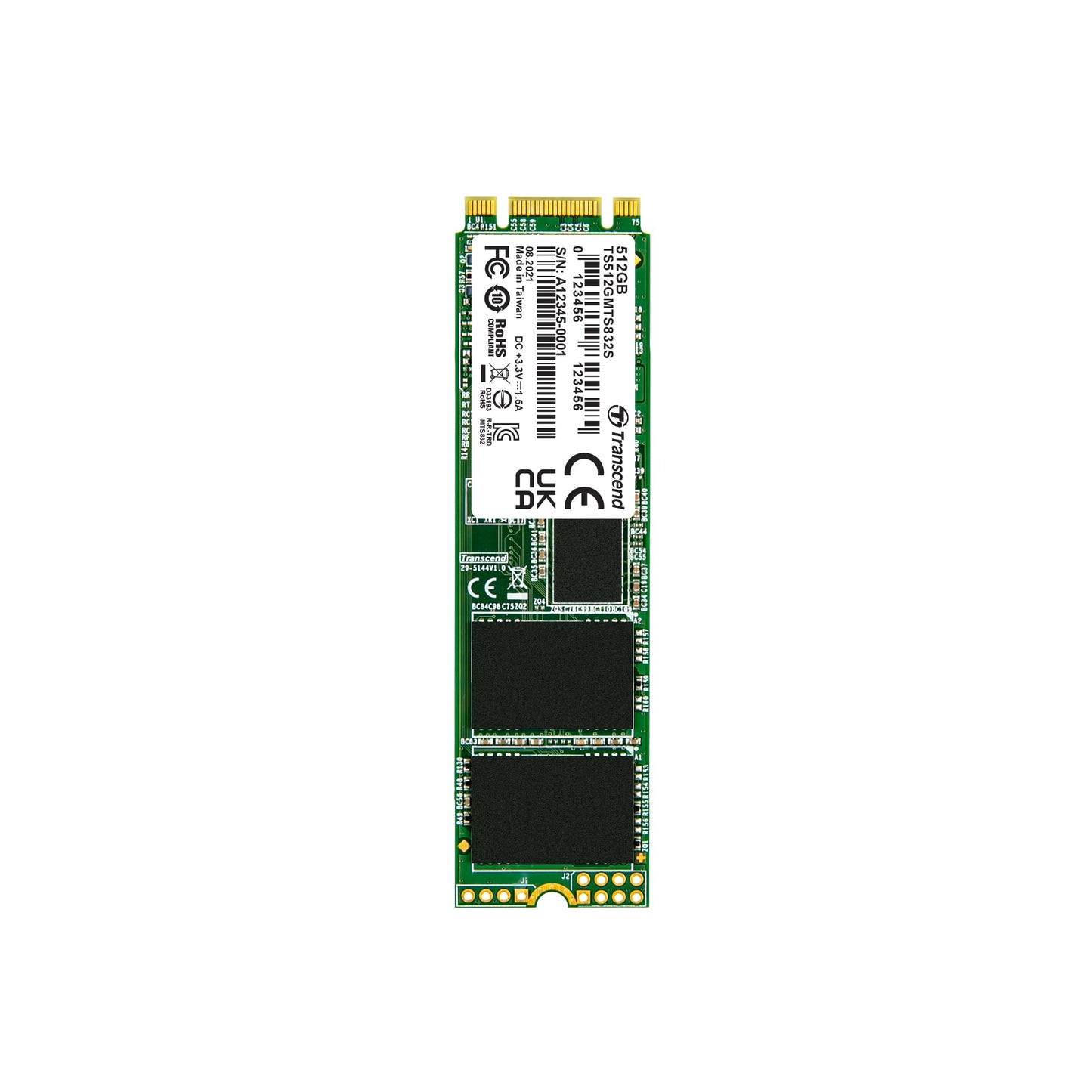Transcend 512GB SATA III M.2 SSD - 80mm, high-speed, reliable storage for laptops and desktops, model TS512GMTS832S.