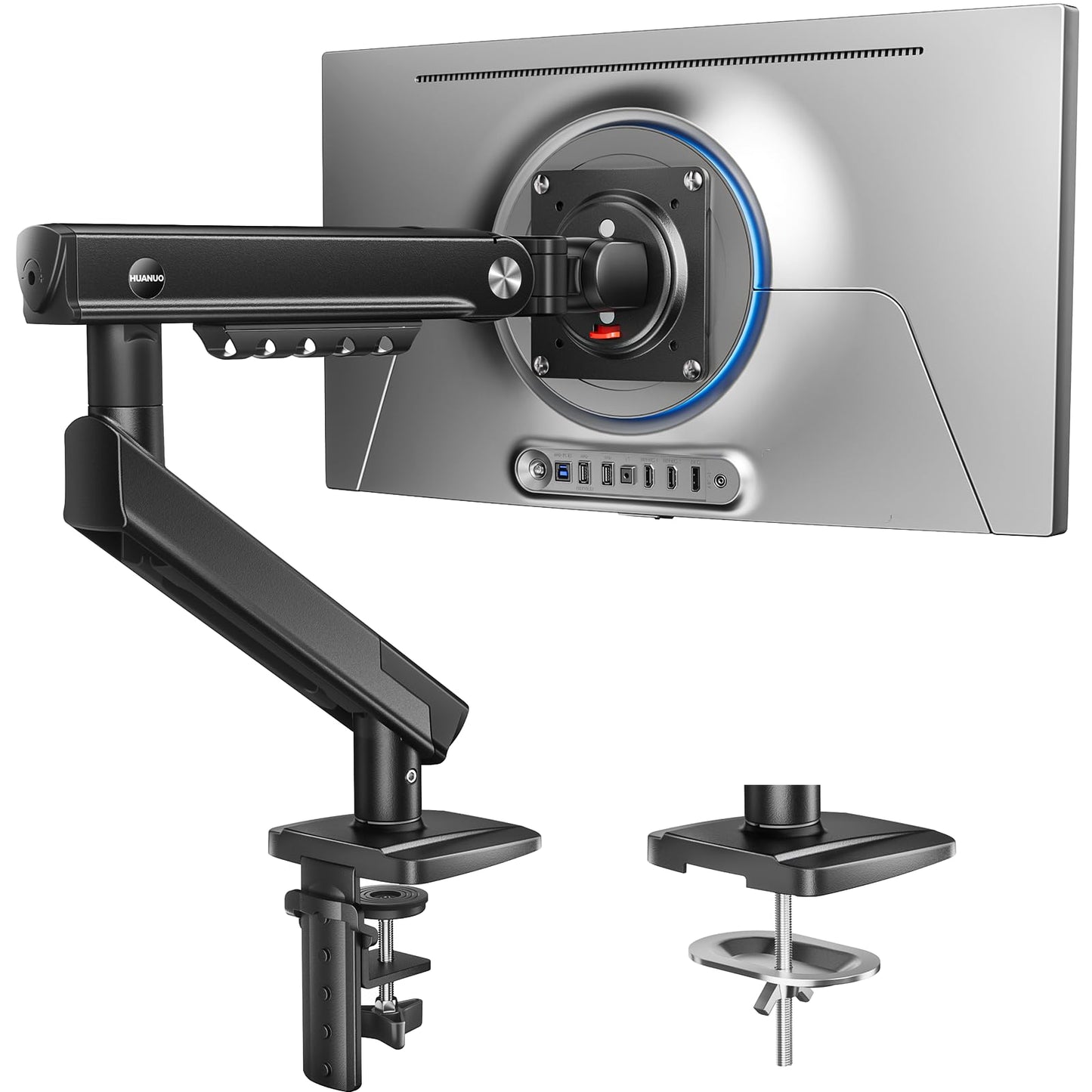 HUANUO monitora turētājs 13-32 Zoll, FlowLift Pro monitoru kronšteins līdz 9 kg, MechaSpring monitora roka (slīpums/pagrieziens/rotācija), montāža bez instrumentiem, gaming un birojam, VESA 75/100 mm