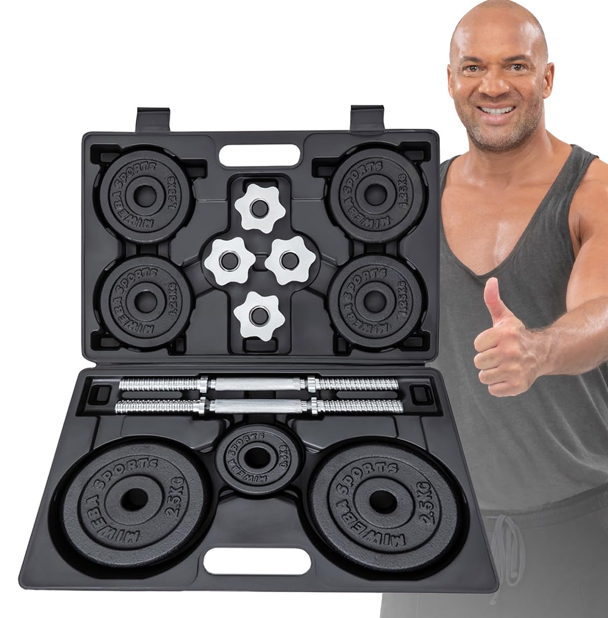 Miweba Sports hantelu komplekts MKH120, 20kg, profesionālās hanteles ar koferi
