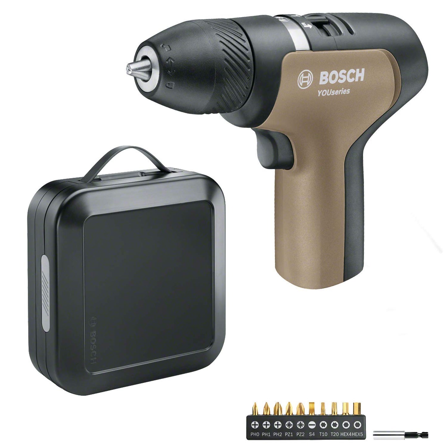 Bosch YOUseries Drill - Cordless, battery-free, includes storage case, ideal for versatile drilling tasks.