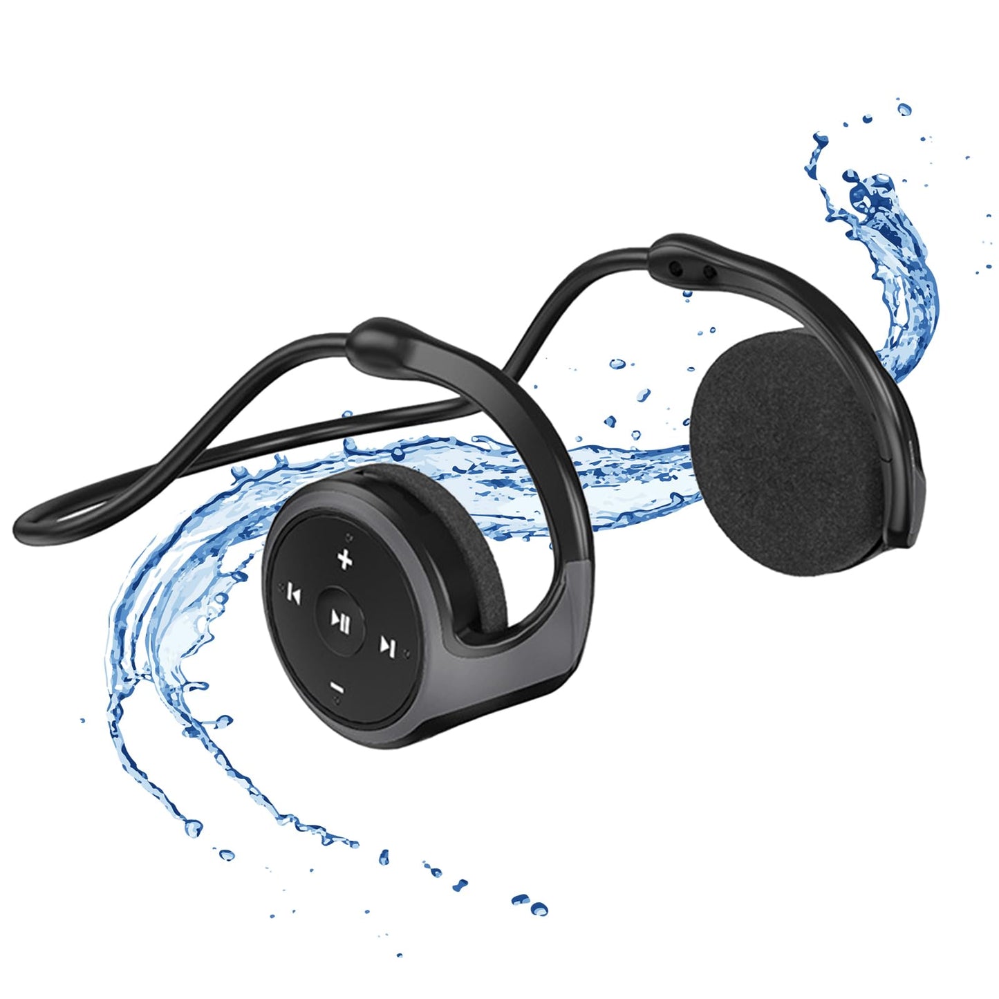 Mokeum Bluetooth sporta austiņas - bezvadu, Bluetooth 5.0, kakla stīpa, vieglas, salokāmas, sviedru izturīgas, melnas