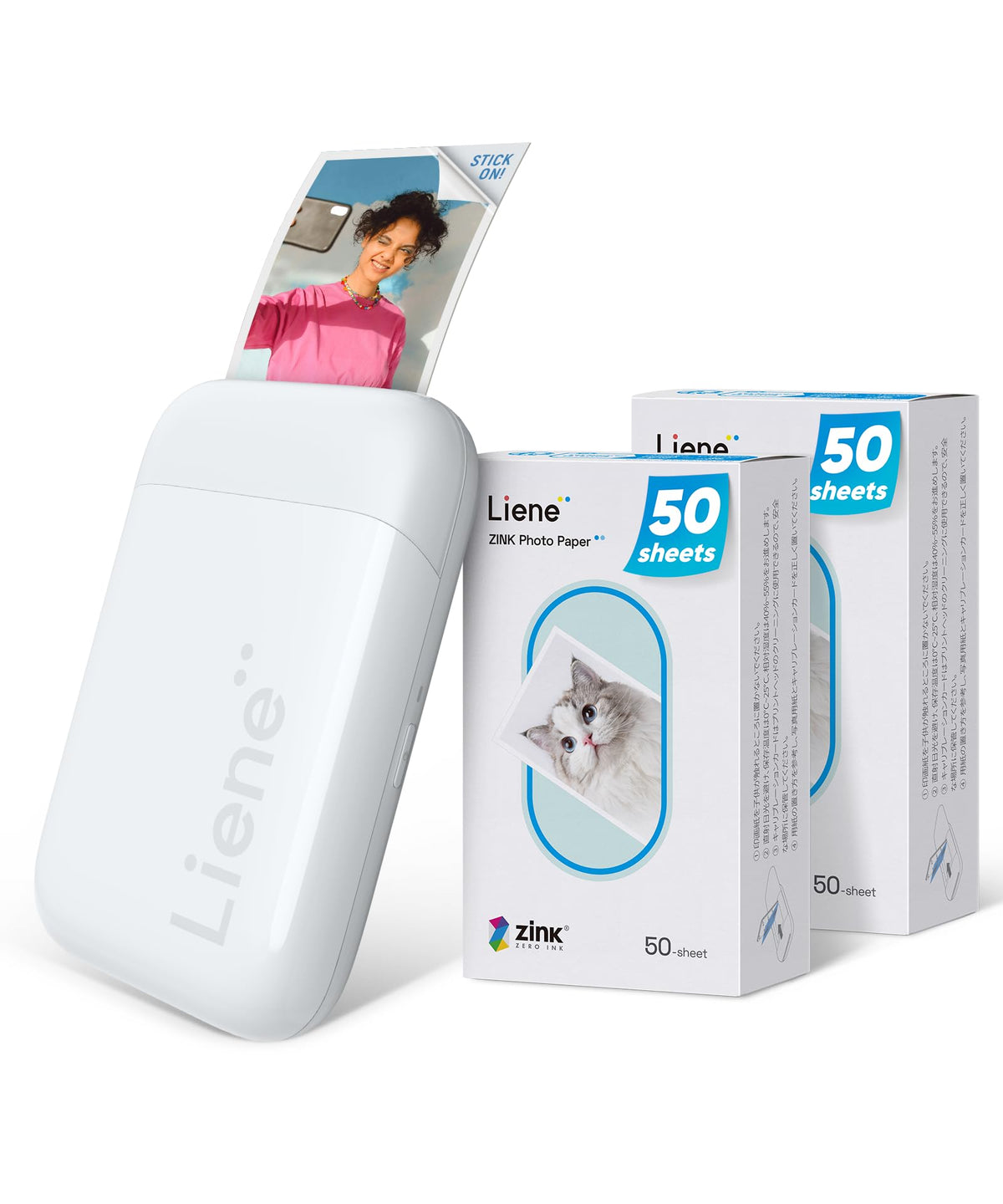 Foto printeris Liene Pearl K100 mini printeris viedtālrunim, 5x7,6cm, ar 100 Zink fotopapīra lapām, līmējošu aizmuguri, 300 DPI, Bluetooth, iOS/Android, iebūvēts akumulators