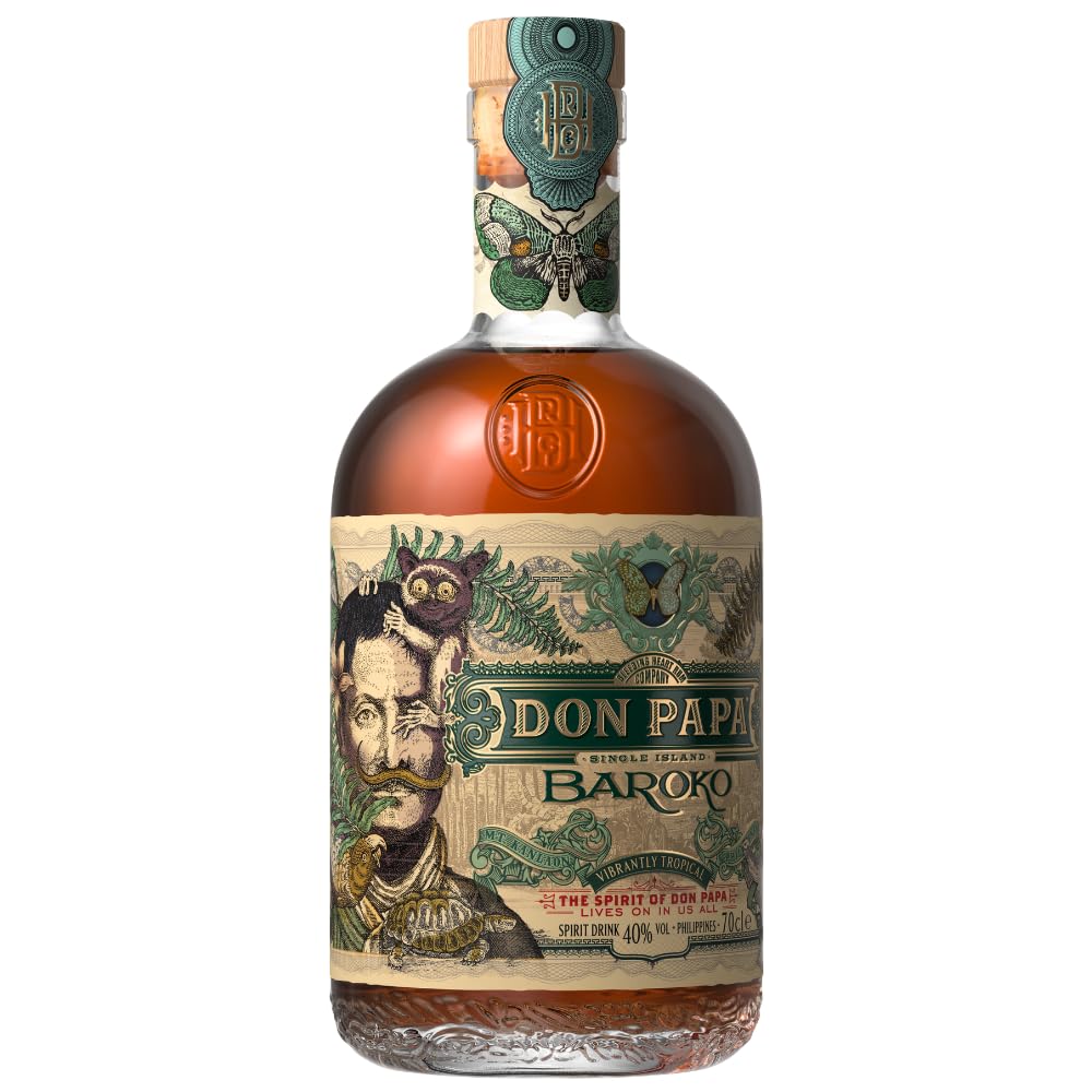 Rums Don Papa Baroko | Premium ruma dzēriens | Eksotiska garša | Destilēts no “Black Gold” melases | 40% Vol. | 700ML