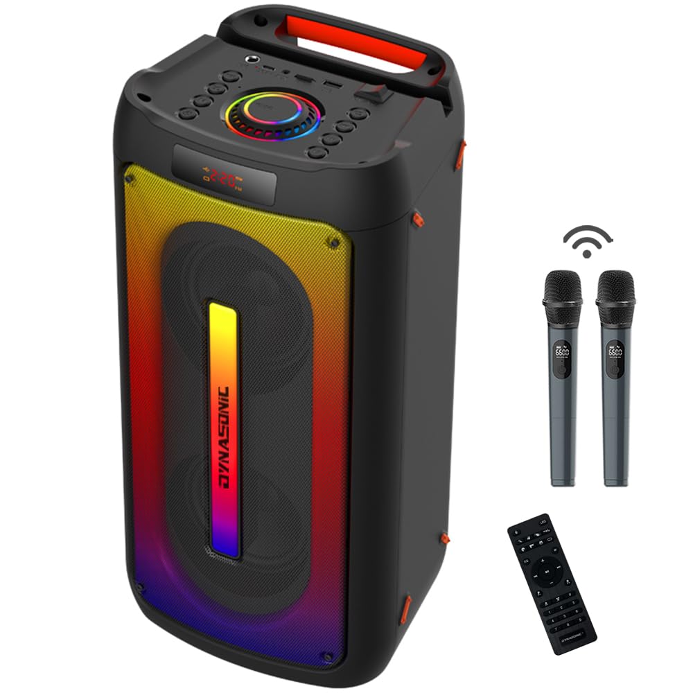 DYNASONIC D30 - Bezvadu skaļrunis āra lietošanai. Pārnēsājams Bluetooth skaļrunis. Bezvadu stereo sistēma. Jaudīgs skaņas atskaņotājs ar iebūvētu LED apgaismojumu. Micro-SD, FM radio, USB.