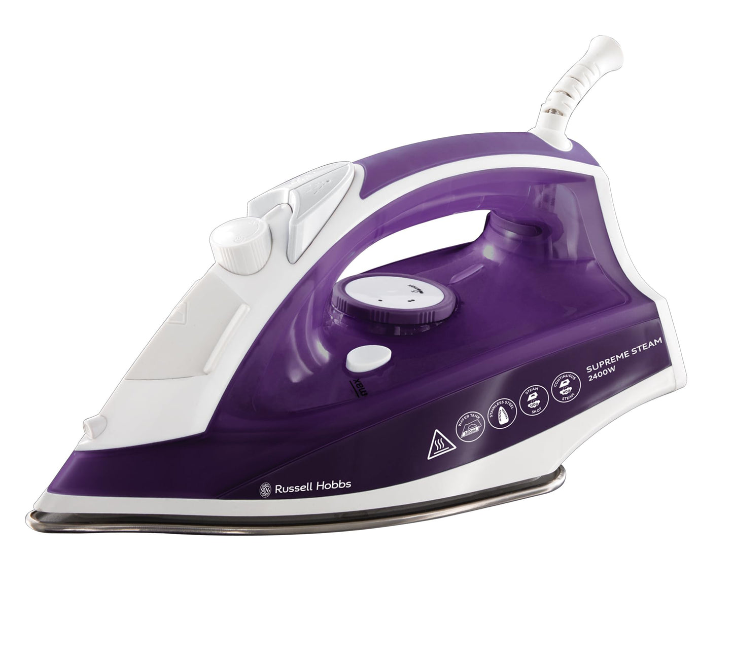 Russell Hobbs 23060 Iron - UK plug, steam function, non-stick soleplate, adjustable temperature settings.