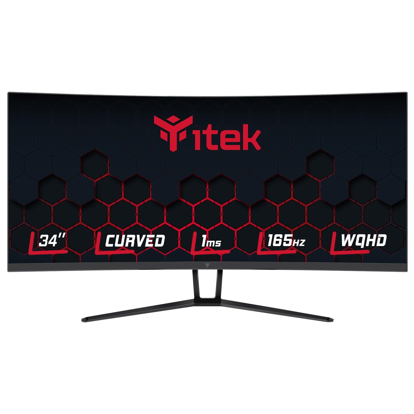 Itek Monitor GGC - 34" collu izliekts R1500, WQHD 3440x1440, 165Hz, 1ms reakcija, 2xHDMI, 2xDP, HDR400, 21:9 ekrāns