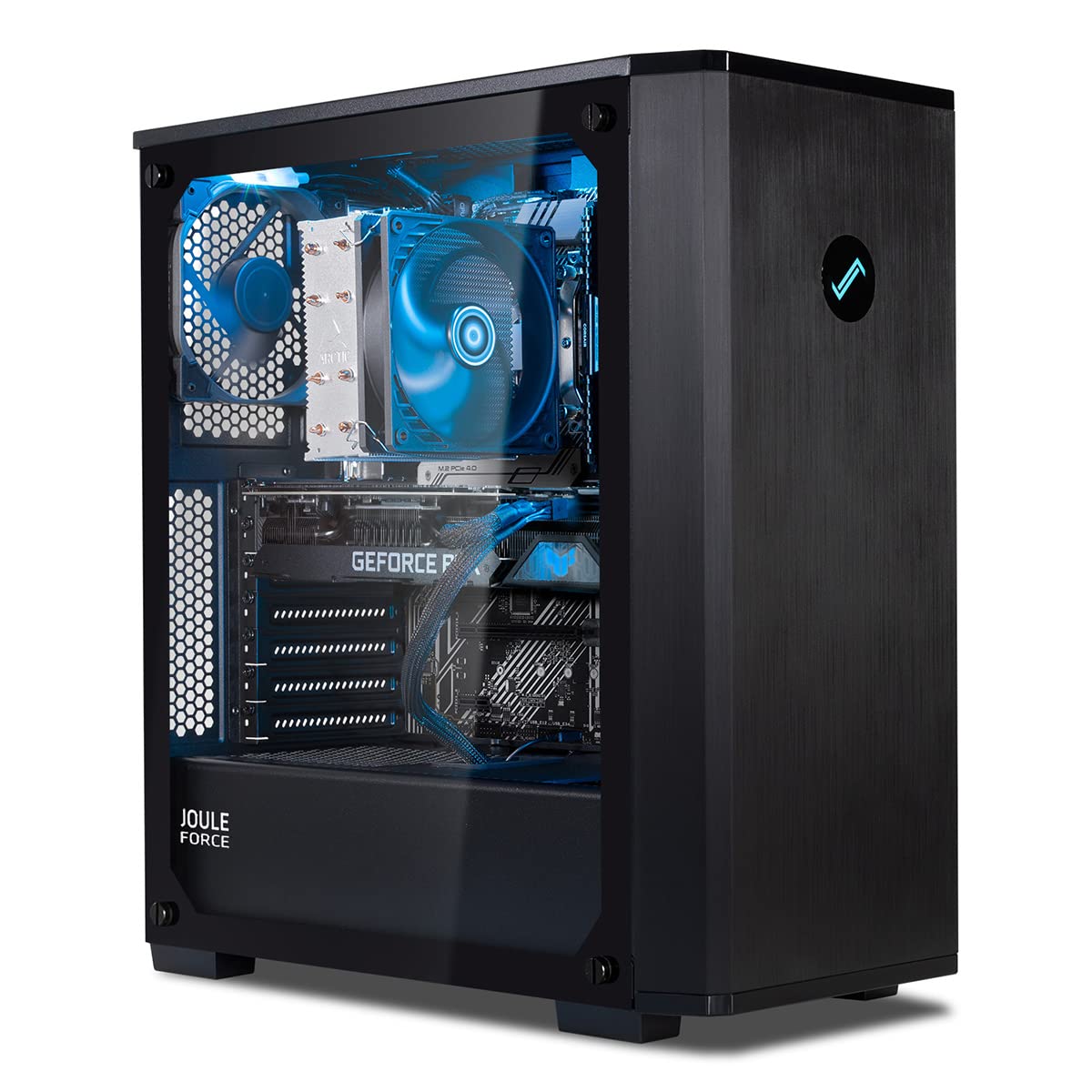 JOULE PERFORMANCE Force Gaming PC - RTX 3060, 500GB SSD, Arctic Cooling Freezer 34, black design, high-performance gaming.