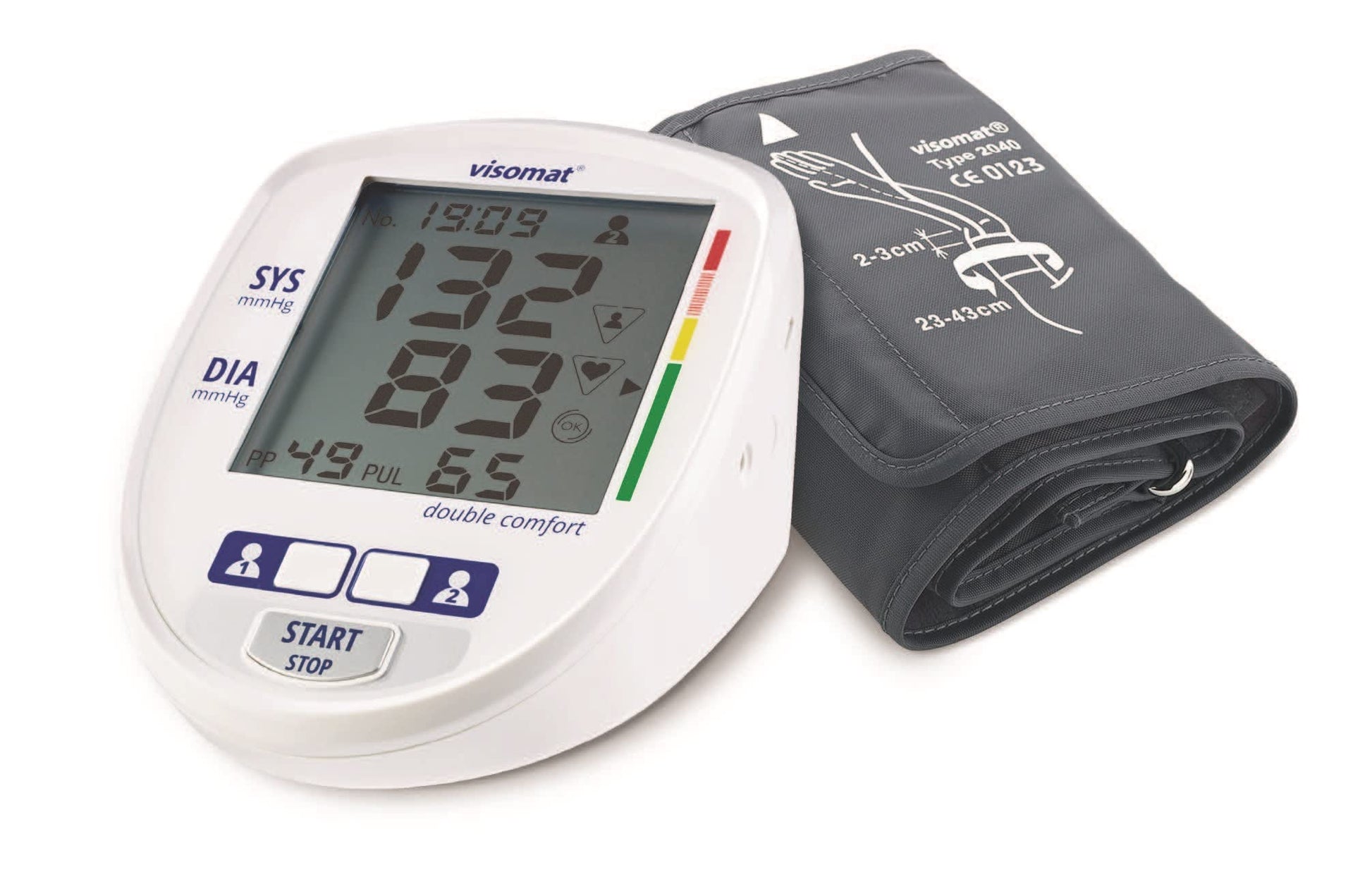 visomat 24050 double comfort - augšdelma asinsspiediena mērītājs, precīza divkārša mērīšana, mikrofona aproce 23-43 cm