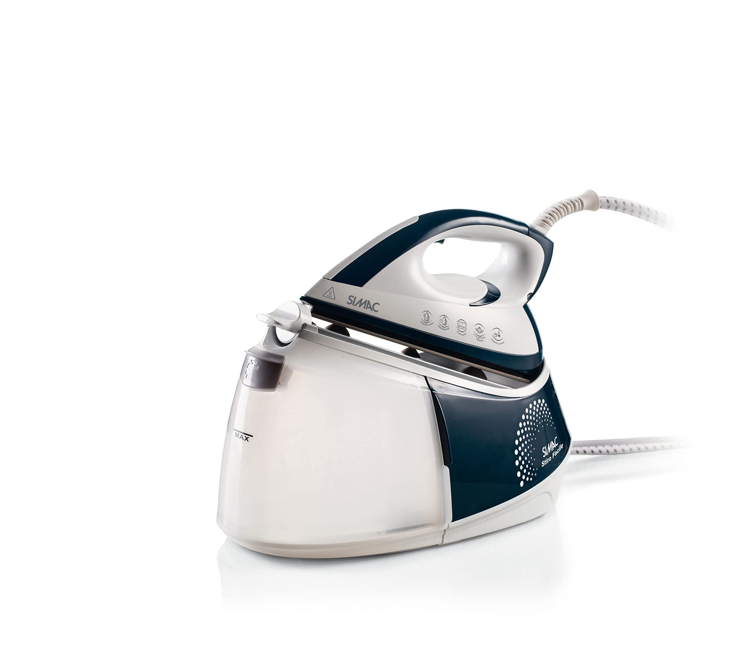 Simac 5573 tvaika ģenerators - 2400 W, 6 bāri, digitālais displejs, 1,5 l tvertne, balts, efektīva gludināšana.