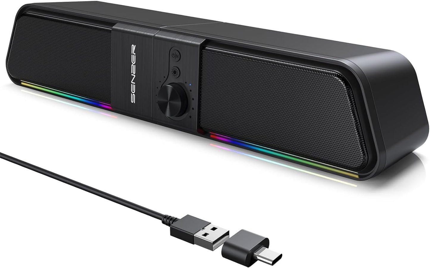 Datora skaņas josla SENZER, USB un Bluetooth spēļu skaļrunis monitoram ar LED apgaismojumu