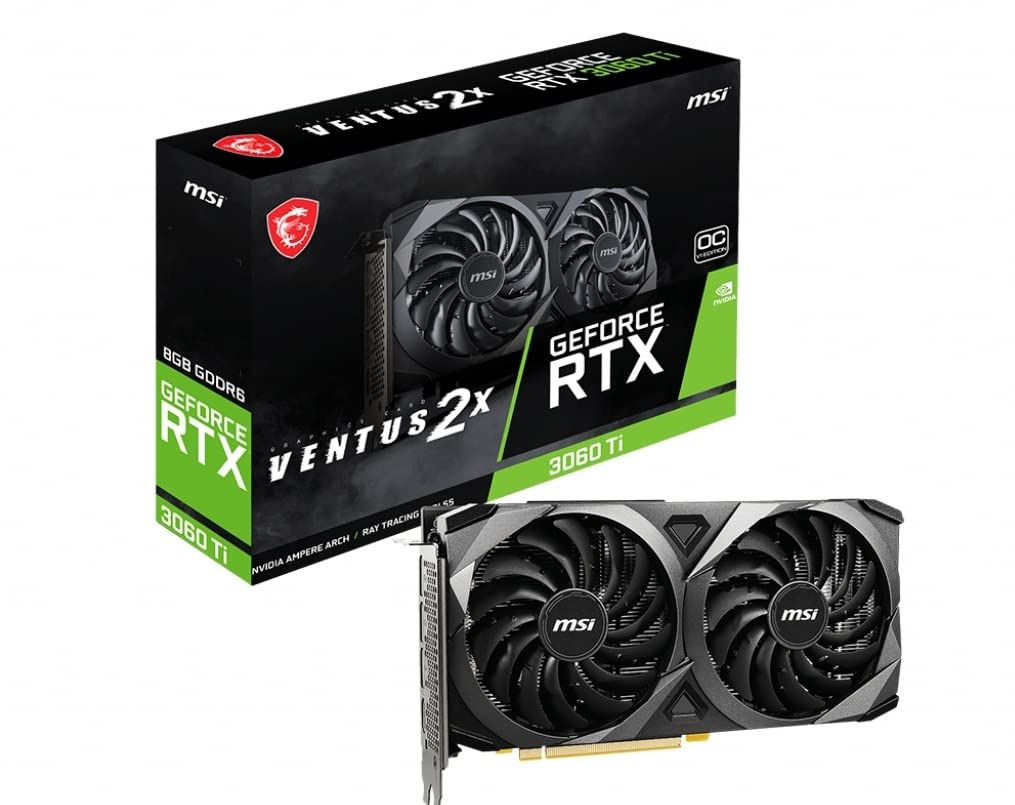 MSI GeForce RTX 3060 Ti VENTUS 2X 8G OCV1 LHR - NVIDIA RTX 3060 Ti LHR, 1695 MHz GPU, 8 GB GDDR6, black graphics card