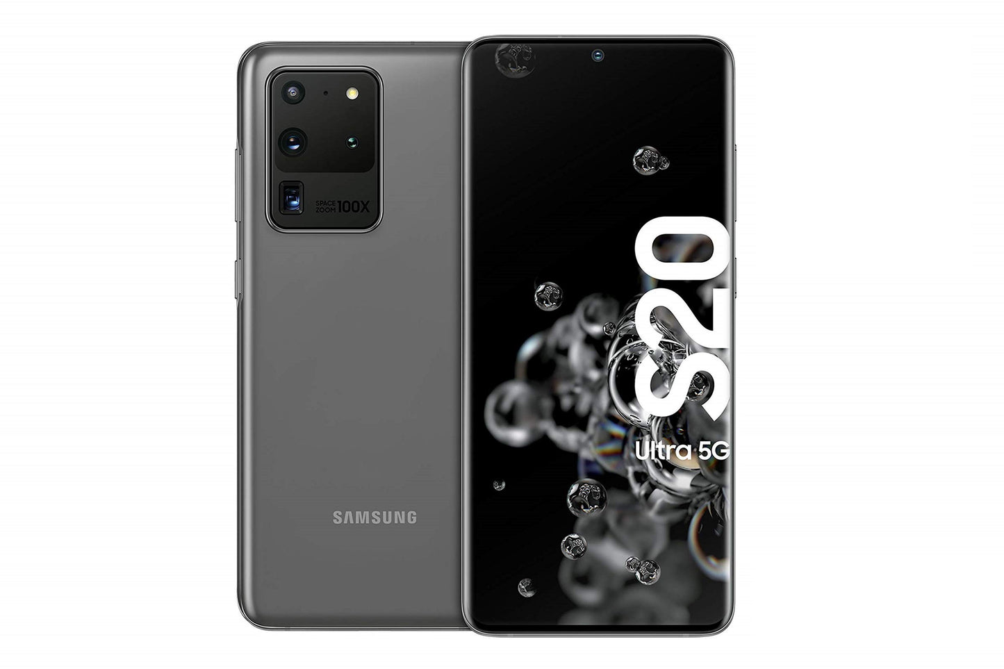 Samsung Galaxy S20 Ultra 5G - 128GB, 12GB RAM, hibrīda SIM, Android, 36 mēnešu garantija, kosmiski pelēks.