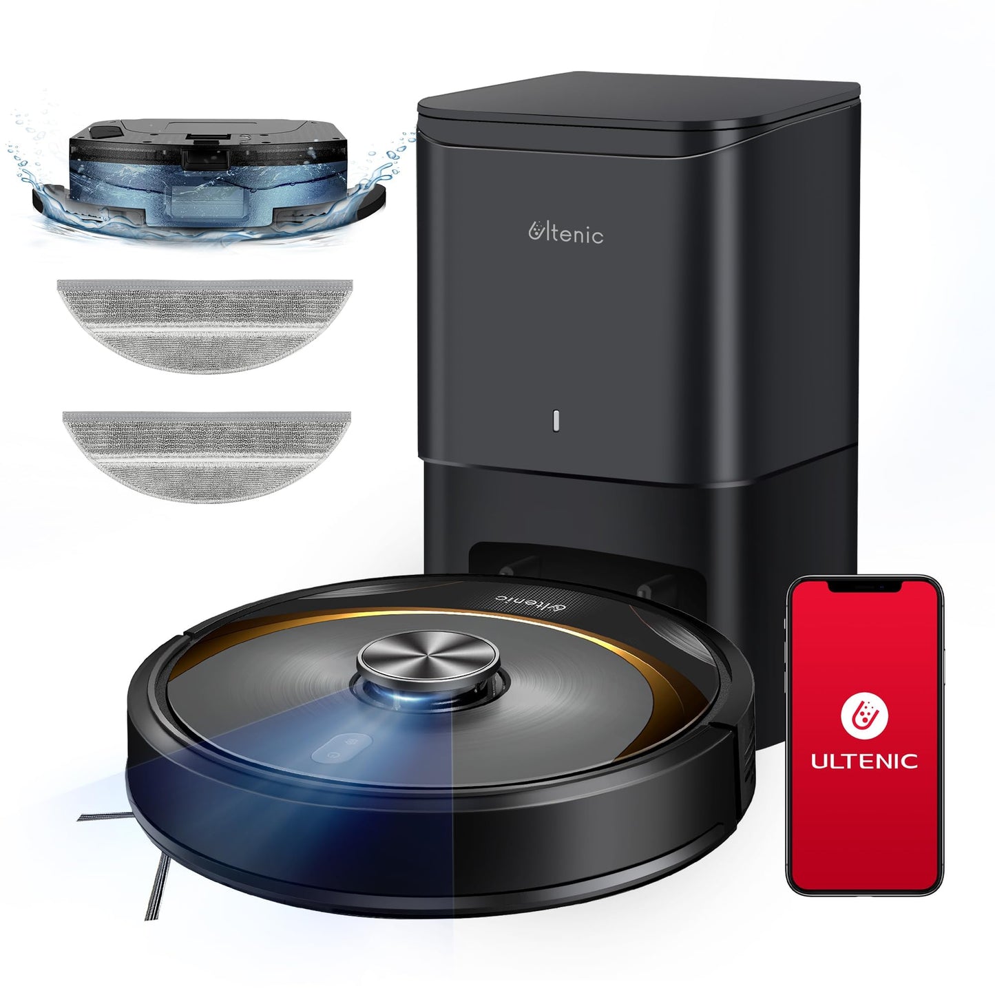 Ultenic T10 Elite robot vacuum - 160 min runtime, LiDAR navigation, 3L dust bag, app/Alexa control, ideal for carpets and pet hair.