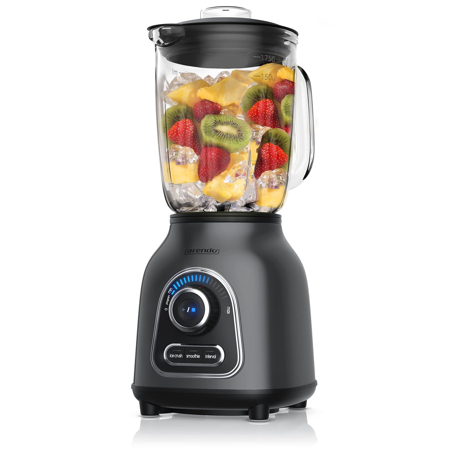 Arendo stacionārais mikseris 1000 vati - 14 000 apgr./min, 1 l stikla trauks, nerūsējošā tērauda sešas asmeņu lāpstiņa.