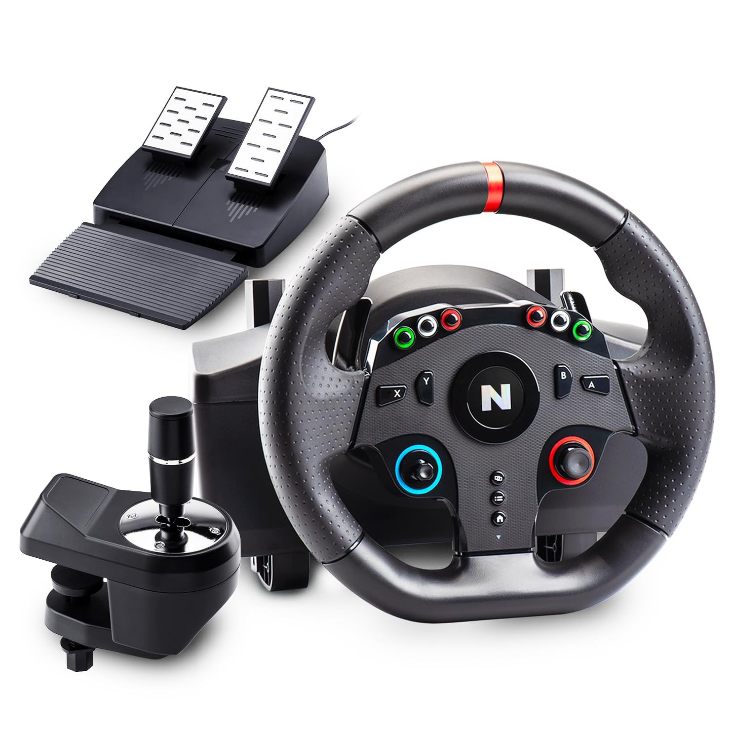 NITHO Drive Pro ONE sacīkšu stūre ar pedāļiem un atsevišķu pārnesumu sviru, 270° spēļu stūre, saderīga ar PC, PS4, Switch, Xbox One un Xbox Series X|S, braukšanas simulators ar vibrāciju un Zero Dead Zone