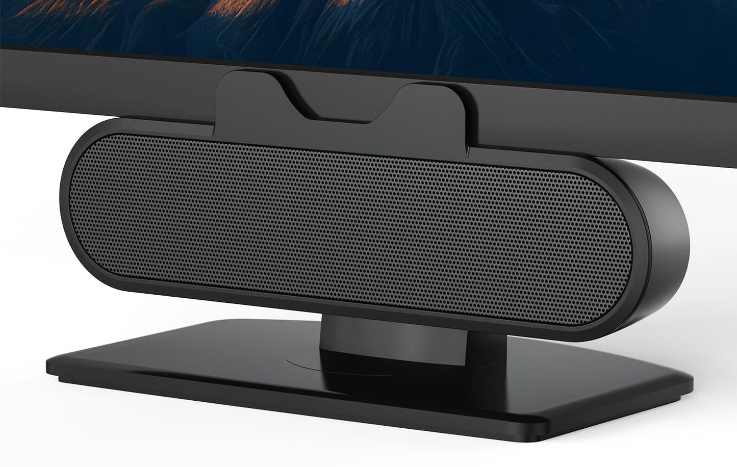 USB skaļruņi datoram, INGA skaņas panelis ar klipsi monitoram un klēpjdatoram, USB/C-PC datora skaļruņi galddatoram, klēpjdatoram un Mac, melni