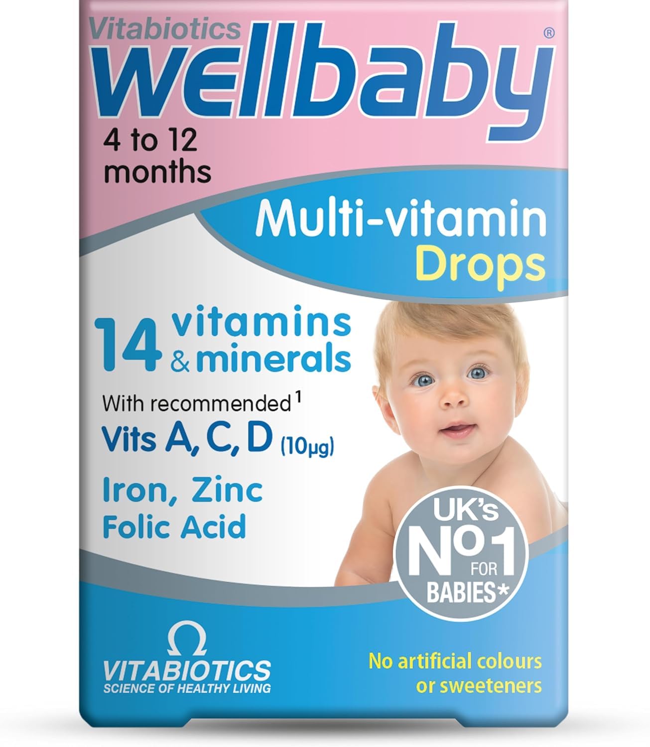 Uztura bagātinātājs bērniem Vitabiotic Wellkid Baby Drops 30 ml, 2 iepakojumi